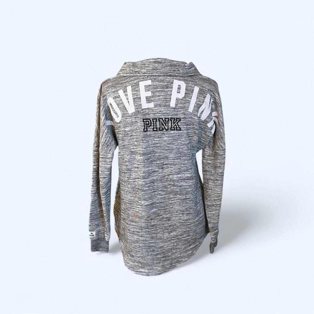 Vintage Victoria's Secret Pink marled grey quarter zip sweatshirt Size XS - Picture 3 of 5